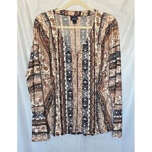 Daytrip Womens Pullover Beige and Black Tunic Blouse Top Sz. M